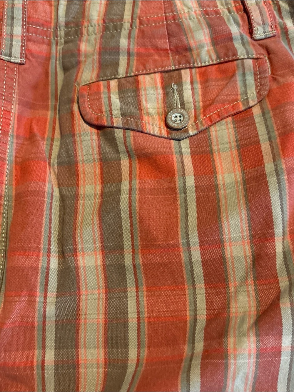 Eddie Bauer Cargo Skirt Womens Orange Green Plaid Cotton Utility Y2K Gorpcore - Picture 9 of 9